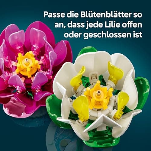 LEGO Botanicals Seerosen - Kunstblumen Set mit 2 künstlichen Topfpflanzen in transparenten Vasen - DIY Kinderzimmer Deko - Geschenk für Mädchen ab 9 Jahren & Erwachsene Blumenliebhaber - 11511 thumbnail 7