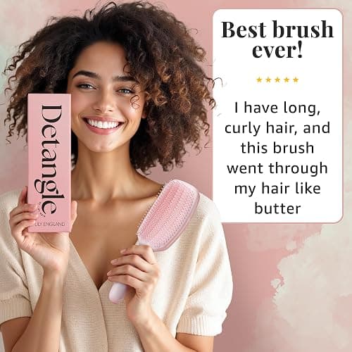 Lily England Curly Hair Brush - Detangling & Styling Tool with Flexible Bristles for Pain-Free Wet & Dry Curls (3c to 4c), Pink thumbnail 3