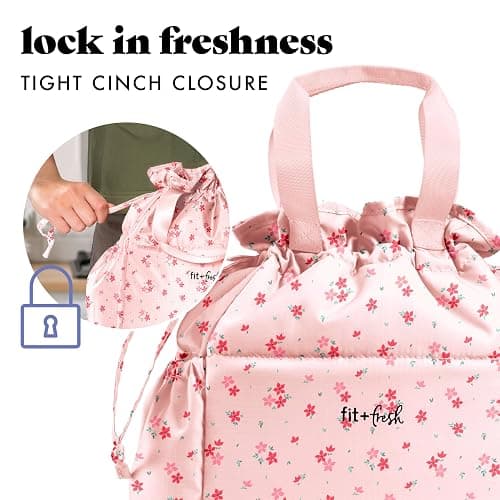 Fit & Fresh Cromwell Cinch Insulated Lunch Bag for Women w/Containers | Durable Lunch Box for Women, Meal Prep Lunch Tote For Nurses, Teachers, School, Work. Leak-Resistant, Large Capacity thumbnail 6