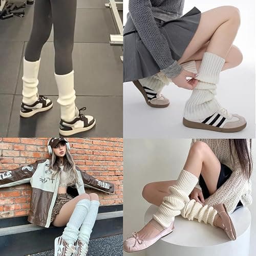 MPINOI 2PCS Leg Warmers for Women Winter - Leg Warmers y2k 80s Neon Ribbed leg socks outfit for Eighty's Party Sports Yog thumbnail 6