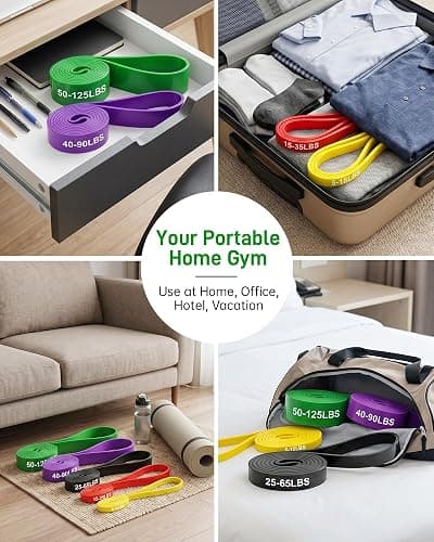Renoj Resistance Bands for Working Out, 5 Levels Pull Up Assistance Bands Set for Workout, Exercise, Home Gym & Strength Training thumbnail 7