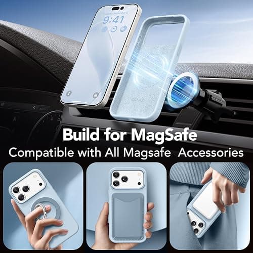 GONEZ Magnetic for iPhone 17 Pro Max Case, Compatible with MagSafe, [Screen Protector + Camera Lens Protector], Liquid Silicone Anti-Scratch Shockproof Protective Phone Case 6.9 inch, Blue thumbnail 4