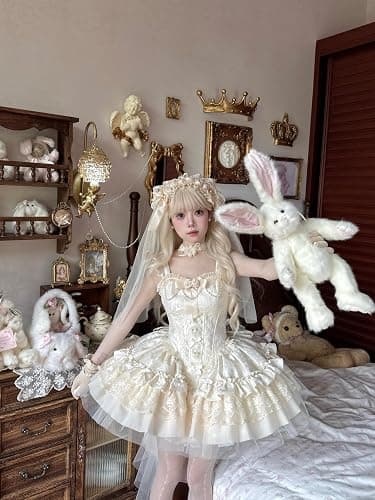 Sweet Lolita Princess Dress Ruffled Tea Party Costume with Lace Trim and Bow thumbnail 6