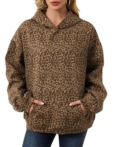 Eutten Womens Camo Hoodies Maple Leaf Print Oversized Hooded Sweatshirt Fleece Pullover Sweatshirts Long Sleeve with Pocket - Image 1