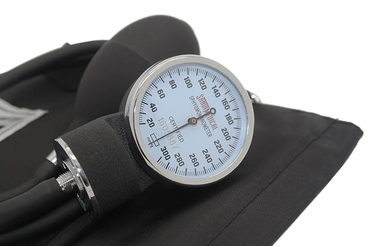 Santamedical Manual Blood Pressure Cuff - Adult Aneroid Sphygmomanometer | Deluxe Bp Cuff Monitor with Carrying Case and Adult Black Cuff - Stethoscope Not Included thumbnail 6