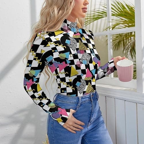 PUYWTIY Women’s Body Suits Tops, Slim Mock Turtle Neck Bodysuit Stretchy Basic Tops Fashion Long Sleeve Jumpsuit thumbnail 7