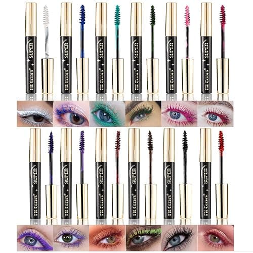 Joyeee Coloured Mascara, 12 Colors Colorful Mascara Set, Rainbow Waterproof Mascara 3D Fiber Lash Mascara Volume Eyelash, Charming Natural Eye Makeup - Image 1