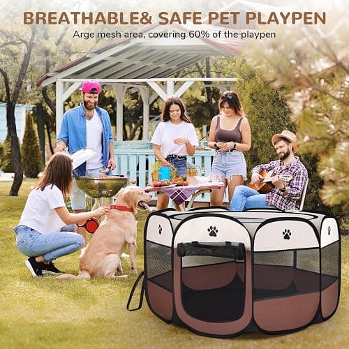 FurNest Pop-up Playpen for Puppy, Portable and Foldable Exercise Kennel Tent Crate Indoor/Outdoor Travel Camping, Removable Zipper Top thumbnail 7