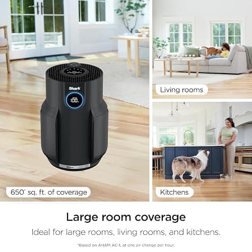 Shark Air Purifier for Home, NeverChange, for Large Room, HEPA-Exceeding Filter, Captures Pollutants, Pet Dander, Dust, Odor, Smoke, and More, Odor Neutralizer, HP152, Charcoal thumbnail 2