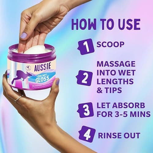 Aussie Oh My Gloss Glossing Hair Mask 500ml, Moisturises and Deeply Nourishes Dry and Dull Hair, Restores Your Natural Gloss, Infused with Australian Macadamia Nut Oil, Vegan and Cruelty-Free thumbnail 7