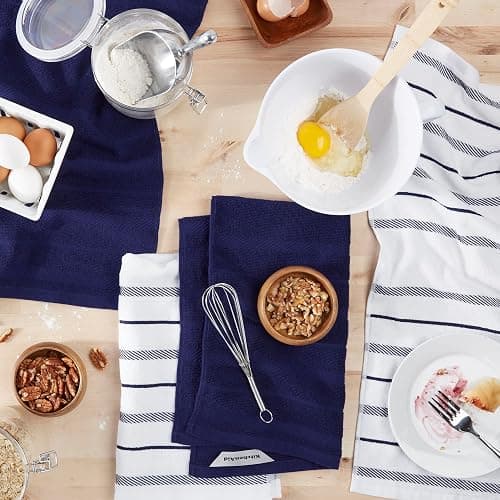 KitchenAid Albany Kitchen Towel 4-Pack Set, Cobalt Blue/White, 16"x26" thumbnail 2