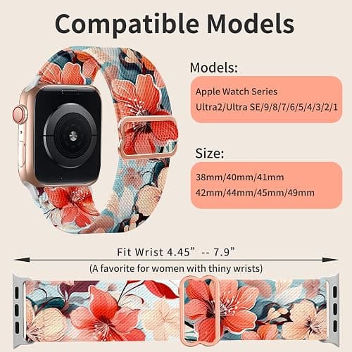 Chinber Stretchy Band Compatible with Apple Watch 38mm 40mm 41mm 42mm 44mm 45mm 49mm for Women,Gradient Color Nylon Adjustable Straps for iWatch Series 9 8 7 6 SE 5 4 3 2 1 Ultra Ultra 2 thumbnail 5