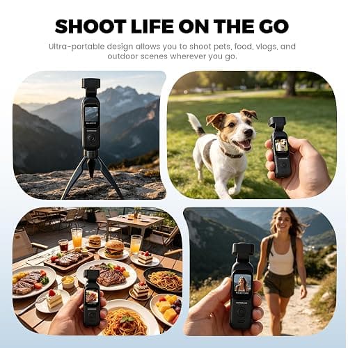 Kaysunlink 1080P Vlogging Camera with 270°Rotatable Lens, Handheld POV Pocket Camera with Touch Screen & WIFI, 5 Hours Power, One-button Recording Camcorder with 64GB Card for Daily Use, Travel, Black thumbnail 7