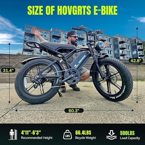 HOVSCO Electric Bike for Adults-1500W Peak Motor, 32MPH Off-Road Fat Tire Ebike, 20"x4.0" Tires, 48V 15/25AH Battery, Dual Suspension & Hydraulic Brakes thumbnail 7