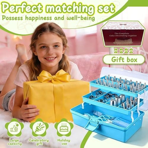 Suuker Cake Decorating Tools Supplies Kit, 236 Pieces Baking Accessories with Storage Case, Frosting Piping Kit, Piping Bags and Tips Set with 36 Numbered Piping Tips, Pastry Bags for Cake thumbnail 4