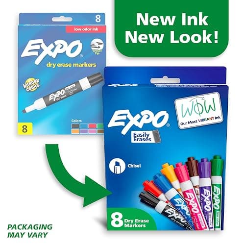 EXPO Low Odor Dry Erase Markers Chisel Tip Assorted Colors 8 Count thumbnail 3