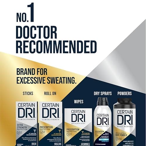 Certain Dri Prescription-Strength Clinical Antiperspirant Roll-On for Hyperhidrosis - 72-Hour Sweat Protection - Fragrance-Free - Doctor-Recommended for Men & Women - 1.2 fl oz thumbnail 7