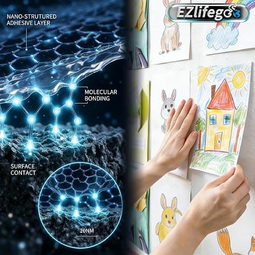EZlifego Heavy Duty Invisible Bond Nano Double Sided Mounting Tape, 9.85FT | Nano-Tech, Holds up to 72 lbs, All-Purpose, Instant Hold, Industrial-Strength Adhesive, Indoor & Outdoor Decor,Back to School thumbnail 8