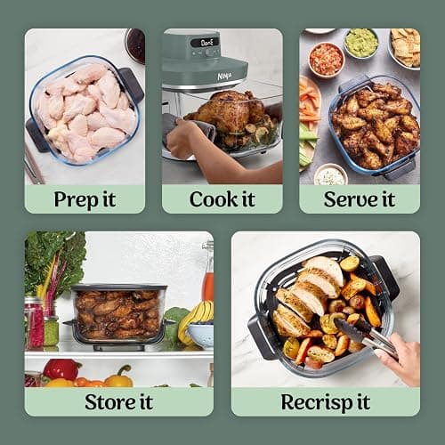 Ninja Crispi Pro 6-in-1 Glass Air Fryer | 450°F, Nontoxic, 6qt & 2.5qt Containers & Lids | Microwave, Freezer, Dishwasher Safe | Max Crisp, Air Fry, Bake, Roast, Recrisp, Dehydrate | Ash Grey, AS101DG thumbnail 9