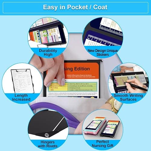 Nursing Clipboard Foldable Pocket Size-Nursing Edition Cheat Sheets Aluminum 3 Layers Foldable Clipboard Nursing Nurse Clipboard Foldable fits in Nurses Doctors(Black) thumbnail 6