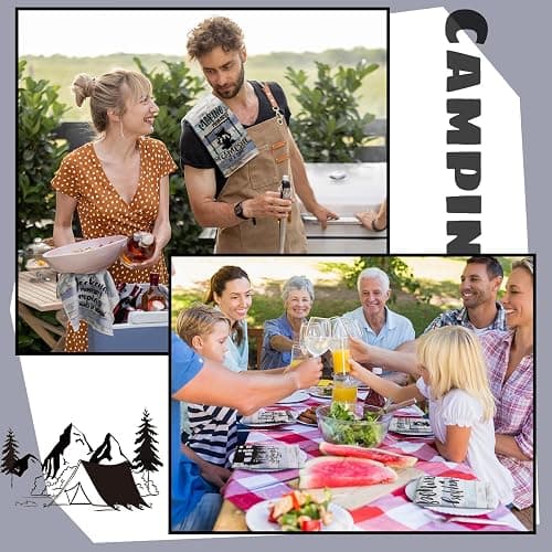 Boyiee Set of 6 Camping Kitchen Towels Happy Camper Tea Towels Absorbent Farmhouse Dish Towels with Funny Sayings 24 x 16 Inches Camping Hand Towels for RV Campers Lovers Gifts Accessories Decorations thumbnail 4