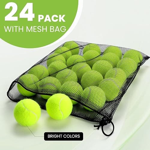 FURWEY Tennis Balls, 12/24/36/80 Pack Bulk Tennis Balls Pressureless Tennis Ball, Come with Mesh Bag for Easy Transport,Pet Dog Playing Balls, Good for Beginner Training Ball thumbnail 2