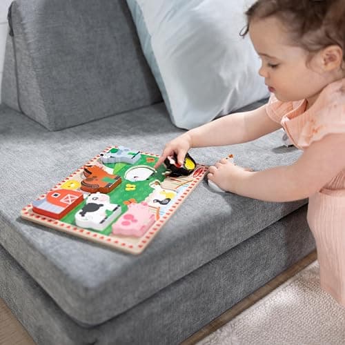 Melissa & Doug Farm Wooden Chunky Puzzle (8 pcs) - FSC Certified | 8 Chunky Wooden Pieces, Stand-Up Farm Animals and Barn, Motor Skill Building Puzzle Play, Toddler Toys for Kids, Ages 2+ thumbnail 8