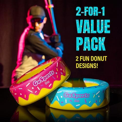 GoSports Baseball and Softball Bat Donuts - 2 Pack Baseball Drip Bat Weights - 16 oz & 12 oz thumbnail 3