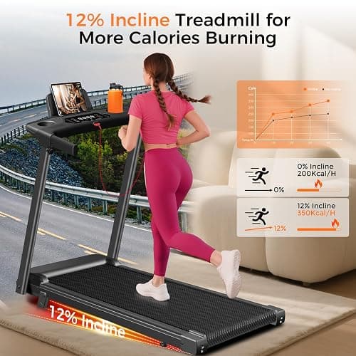 Aiteid Treadmill with Incline,3.0HP Small Treadmills for Home,Portable Electric Treadmill with Handles,Lightweight Walking Pad,Compact Running Treadmills,Walking Pad with Handle,300LBS Capacity thumbnail 4