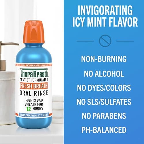 TheraBreath Fresh Breath Mouthwash, Icy Mint Flavor, Alcohol-Free, 16 Fl Oz (Pack of 2) thumbnail 5