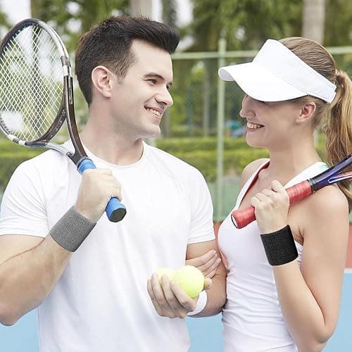 IMAGERIO 8 Pack Wrist Sweatbands Tennis Wrist Bands Absorbent Sweat Band for Men and Women, Breathable Cotton Sweatbands for Working Out, Football, Basketball, Running Athletic Sports thumbnail 6
