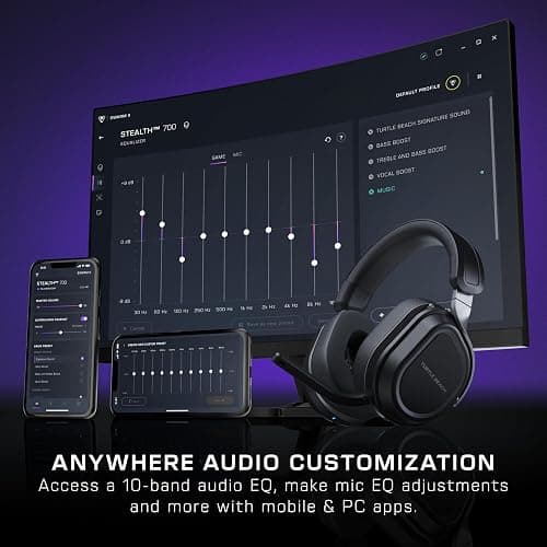 Turtle Beach Stealth 700 Gen 3 Wireless Multiplatform Amplified Gaming Headset for Xbox Series X|S, Xbox One, PC, PS5, Mobile – 60mm Drivers, AI Noise-Cancelling Mic, Bluetooth, 80-Hr Battery – Black thumbnail 10