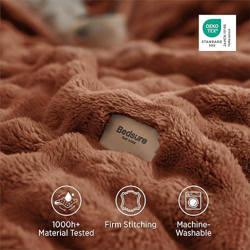 Bedsure Bubble Throw Blanket for Halloween Decor，Burnt Orange, 50"×60" | Lightweight Decorative, Fall blanket, Fleece, Couch/Sofa/Bed, Soft, Cute, Gifts for Women, Room Decor thumbnail 6