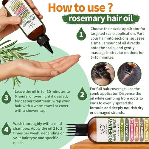 VITAL AFFAIR Blend Of Pure Rosemary Oil For Hair Growth With Castor, Batana, Jojoba Oil-Infused With Biotin & Vitamin E-Blend of Effective Hair Oils for Hair Growth-Strengthening Treatment 6 Fl Oz thumbnail 4