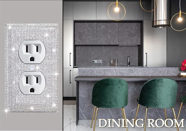 4 Pack Silver Shiny Rhinestones Wall Plates Bling Light Switch Cover Plate Crystal Decorative Diamond Outlet Covers Durable Switch Covers Decor for Home Ornaments thumbnail 4