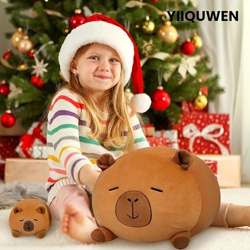 YIIQUWEN Capybara Plush, Soft Stuffed Animal Pillow Toy, Capybara Mommy with 4 Baby Plushies Family Set, Cute Birthday Gift for Kids Boys Girls Adults thumbnail 6