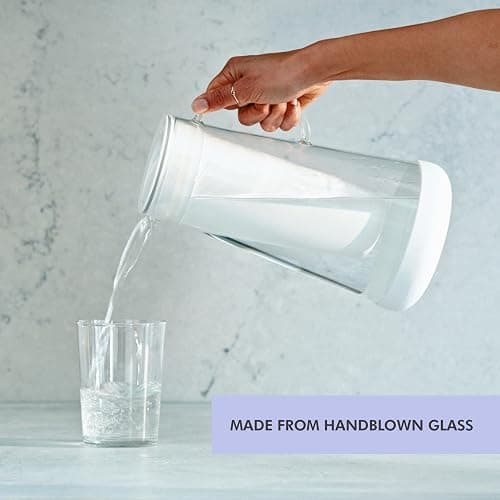 LifeStraw Home Water Pitcher, 7-Cup, White, Glass with Silicone Base, White, for Everyday Protection Against Bacteria, Parasites, Microplastics, Lead, Mercury, PFAS and a Variety of Chemicals thumbnail 3