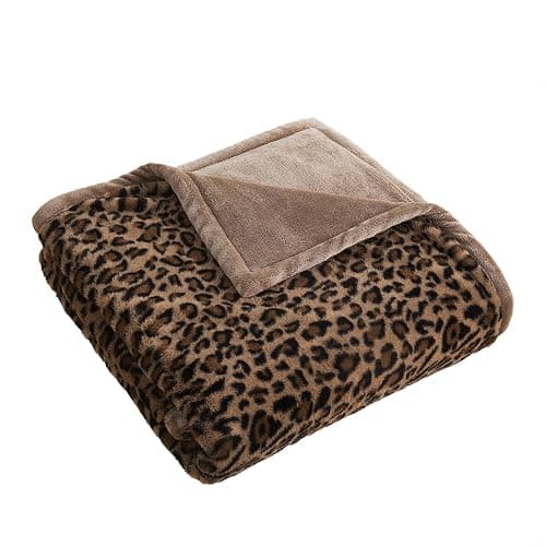 Luxury Leopard Print Faux Fur Cheetah Throw Blanket Reversible Soft Thick | Rabbit Fur Flannel Fleece Warm Fuzzy Plush Blankets for Couch Bed Sofa Cozy Gift for Women Throw 50x60 inches - Image 1