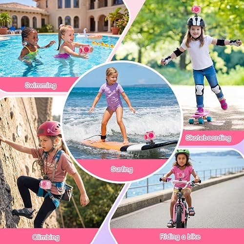 Pool Toy & Kids Underwater Camera - 99FT Waterproof Kid Action Camera 1080P Video&20MP Photo with Flip Lens, Includes 32GB Card for Diving Swimming Beach Snorkeling,Birthday Gift for Girls - GKTZ thumbnail 6
