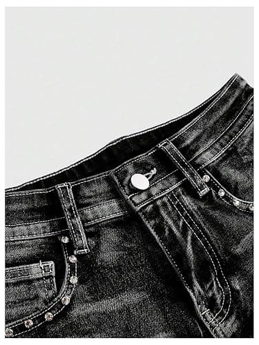 SOLY HUX Women's Y2k Sparkly Jeans Skinny Mini Denim Shorts Music Festival Rave Outfits thumbnail 4