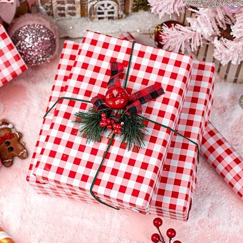 Burymento Red Checkerboard Wrapping Paper, Gift Wrap for Birthday, Valentines, Mothers day, Graduation, Wedding, Fathers day, Baby Shower, Christmas (17in x 32.8ft) thumbnail 5