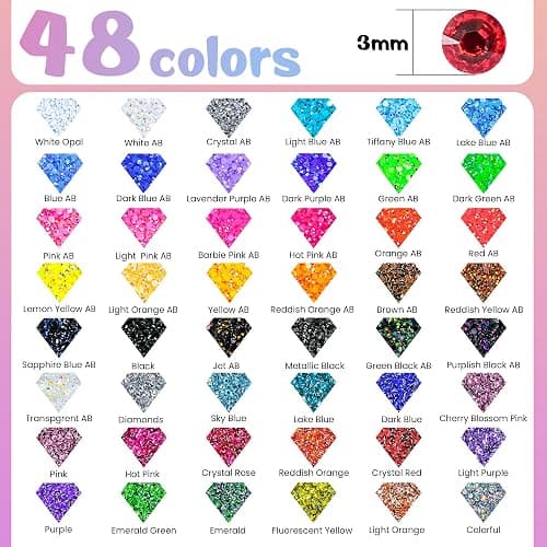 70000Pcs 48 Colors Bedazzling Kit 2 Boxes with Rhinestones, 3mm Resin Flatback Rhinestones with 4 Pcs B7000 Jewelry Glue & Tools, Diamond Art All-in-One Bedazzling Kit for DIY Arts & Crafts Gifts thumbnail 5