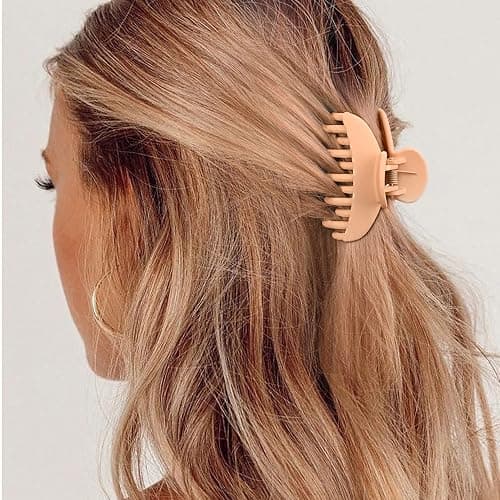 DEEKA 4 PCS Double Row Teeth Hair Claw Clips 2.5" Medium Hair Clips for Thin Hair Small Matte Clips Short Fine Hair Accessories for Women and Girls -Black Brown thumbnail 7