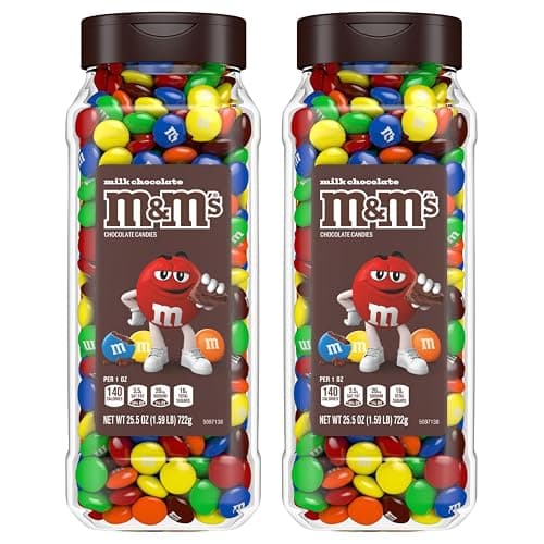 M&M's Milk Chocolate Bulk Candy in Resealable and Recyclable Jars, Party Size Assorted Chocolate Candies, Movie Night Snacks, Candy Buffet, 25.5 Ounces Each (Pack of 2) - Image 1