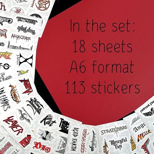 BulbaCraft 100Pcs Heavy Metal Band Stickers, Rock Stickers, Heavy Metal Gifts for Men and Women, Rock Decals, Waterproof Decals, Guitar Emblems, Music Emblems, Gifts for Women & Men thumbnail 3