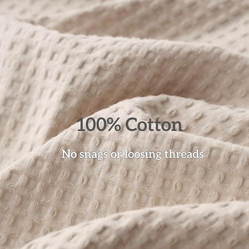 100% Egyptian Cotton Waffle Weave Throw Pillow Covers 26"x 26" Set of 2,600 TC, Luxury Soft & Breathable,Fade-Resistant, Elegant Home Euro Sham Covers for Bed Couch Sofa, Khaki thumbnail 3