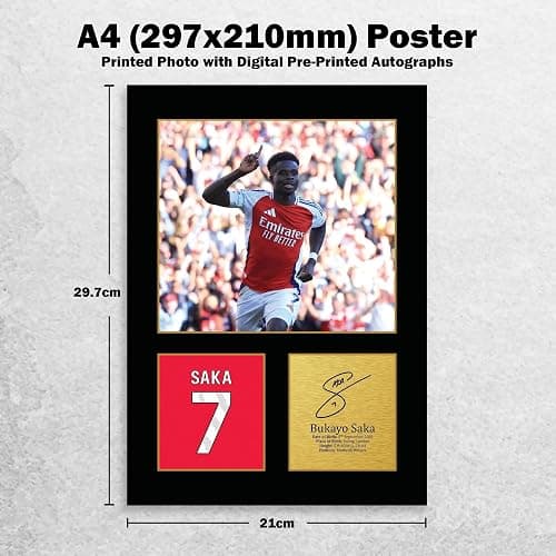 HWC Trading Bukayo Saka Gifts Printed Signed Autograph Picture for Football Fans and Supporters (ID-005052) - A4 Print Only thumbnail 2