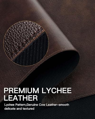 YSAGi Genuine Leather Desk Mat, 35.4"X17" Office Desk Pad, Thick Premium Table Pad with Stitched Line, Non-Slip Laptop Writing Pad with Rubber Base (Dark Brown, 35.4"x17") thumbnail 5