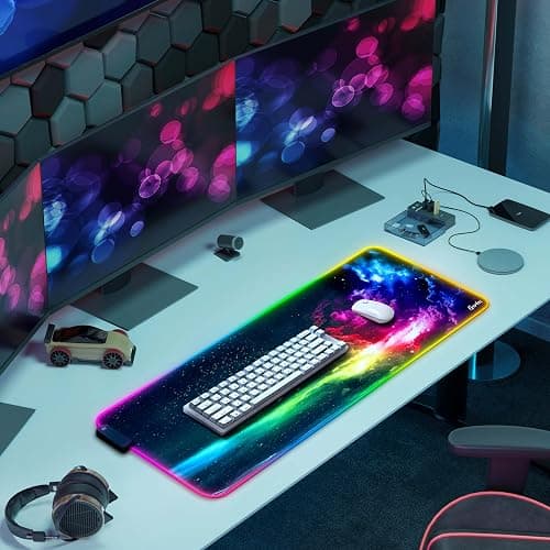 Gerlos RGB Large Gaming Mouse Pad, Extended Soft LED Mouse Pad, Non-Slip Rubber Base, Water Resist Keyboard Pad, Computer Mousepad 31.5×11.8 inches thumbnail 7