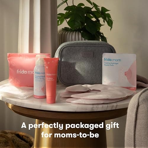 Frida Mom Breastfeeding Survival Kit for Nursing Moms, Reusable Hot+Cold Breast Relief Packs, Hydrogel Nipple Pads, Cracked Nipple Saline Spray, Nipple Balm, Nursing Pads, 13 Piece Gift Set thumbnail 6